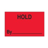 1.25" x 2" Fluorescent Red "Hold By" Labels